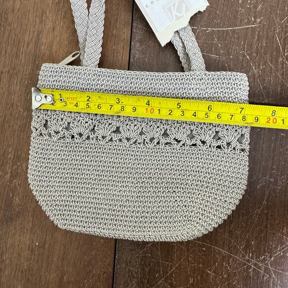 Kathie Lee VINTAGE Woven Hand Bag Taupe Greige Tan MINI - Picture 3 of 9